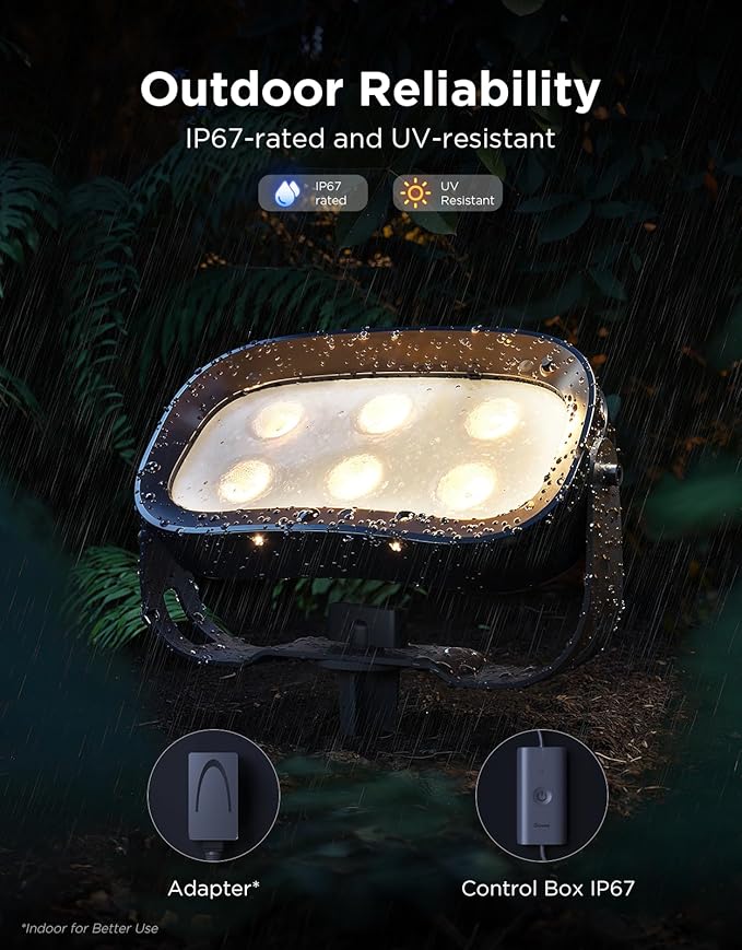 Govee Outdoor Tree Lights 3-Pack RGBWIC LED Landscape Lighting Outdoor Lights for Yard Garden Patio 66 Scene Modes for Holiday Party and Event App Control Google Assistant Matter