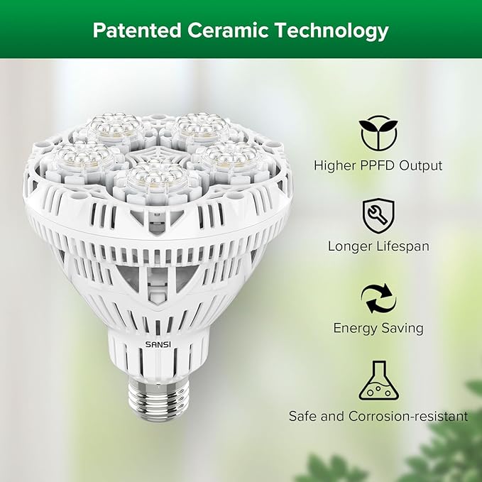 SANSI Grow Lights for Indoor Plants 4 Dimmable Levels 30W Full Spectrum Plant Lights for Indoor Growing Tripod Stand Adjustable 30-55 Plant Grow Light with Remote Control Auto Timer