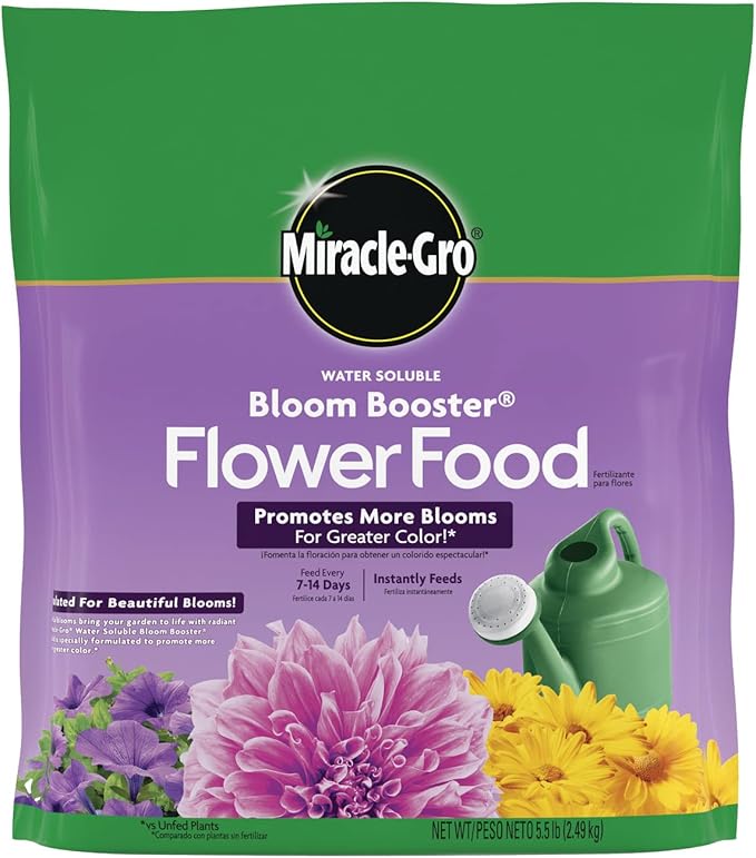 Miracle-Gro Water Soluble Bloom Booster Flower Food Plant Food for Annual and Perennial Flowers In-Ground and Container Plants Roses Hydrangeas Hibiscus 5.5 lb.