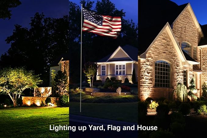 TOVEENEN LED 20W Outdoor Spotlight Flag Light 120V White Waterproof Landscape Spotlights Plug-in Christmas Spot Lights for Yard House Tree Decoration Lighting