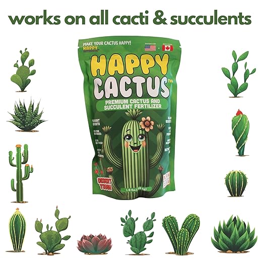 Happy Cactus Fertilizer by Happy Nutrients– Low Nitrogen Fertilizer for Cactus Plant &amp Succulents – Bloom Booster with Calcium for Vibrant Growth – 2-5-5 NPK 1.5 lbs for Indoor/Outdoor Use