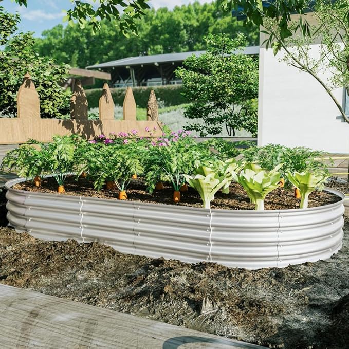Heavy Duty Galvanized Steel Raised Garden Bed for Outdoor Vegetables Flowers and Herbs – Rust Resistant Durable &amp Easy to Assemble (1Pcs 8x4x1ft)