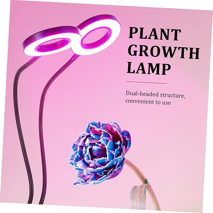 TOYANDONA Dual-Headed LED Plant Growth Lamp Adjustable Brightness Clip-On Design for Indoor Use Timer Function 5V Power Supply