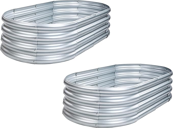 Elevon 2PCs Galvanized Raised Garden Bed Kit Galvanized Planter Raised Garden Boxes 4x2x1ft