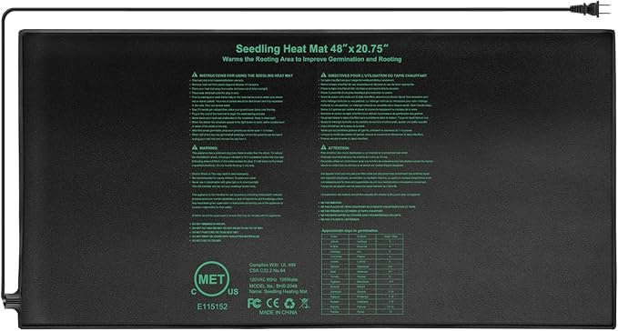 Seedling Heat Mat 48x20.75 UL &amp MET-Certified Waterproof Plant Heating Pad for Germination Hydroponics Brewing Breeding and Greenhouses