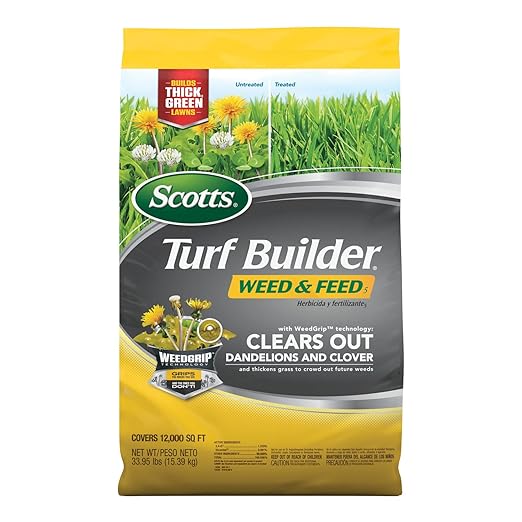 Scotts Turf Builder Weed and Feed5 - Weed Killer Plus Lawn Fertilizer Lawn Weed Killer Controls Dandelion and Clover Grass Fertilizer For Up To 12000 sq. ft. 33.95 lb.
