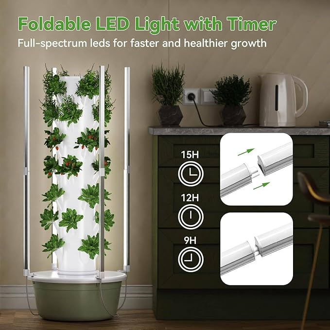 Hydroponics Growing System Tower Hydroponics Tower Garden Growing System for Home Garden Vertical Planter with LED Light Tower Hydroponics System for Herbs and Vegetables7-Layer