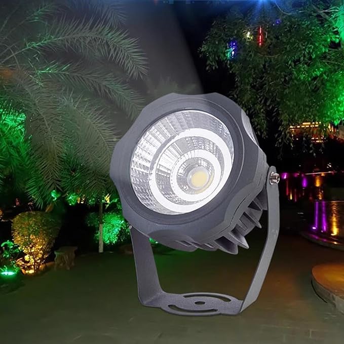 LED Spotlight - Led Beam Light AC 220V Round COB Landscape Lights Ip67 Waterproof Landscape Lighting Tree Lights 180° Adjustable Bracket Utdoor Lawn Spotlight Easy Installation