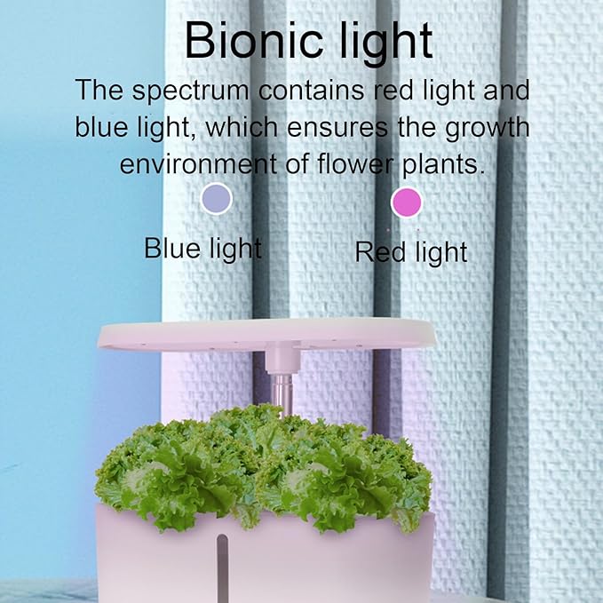Hydroponic Planting System 8-Hole Planting Trough with LED Plant Growth Light Smart Touch Control Suitable for Home Office White