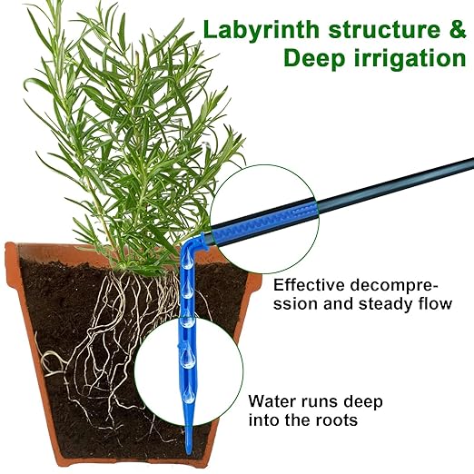 RISINGUP 49FT Solar Drip Irrigation System Auto Plant Watering Kit with Anti-Siphoning Device 750ml/min Flow with 2200mAh Battery for 15 Potted Plants Outdoor Garden Patio Balcony Greenhouse