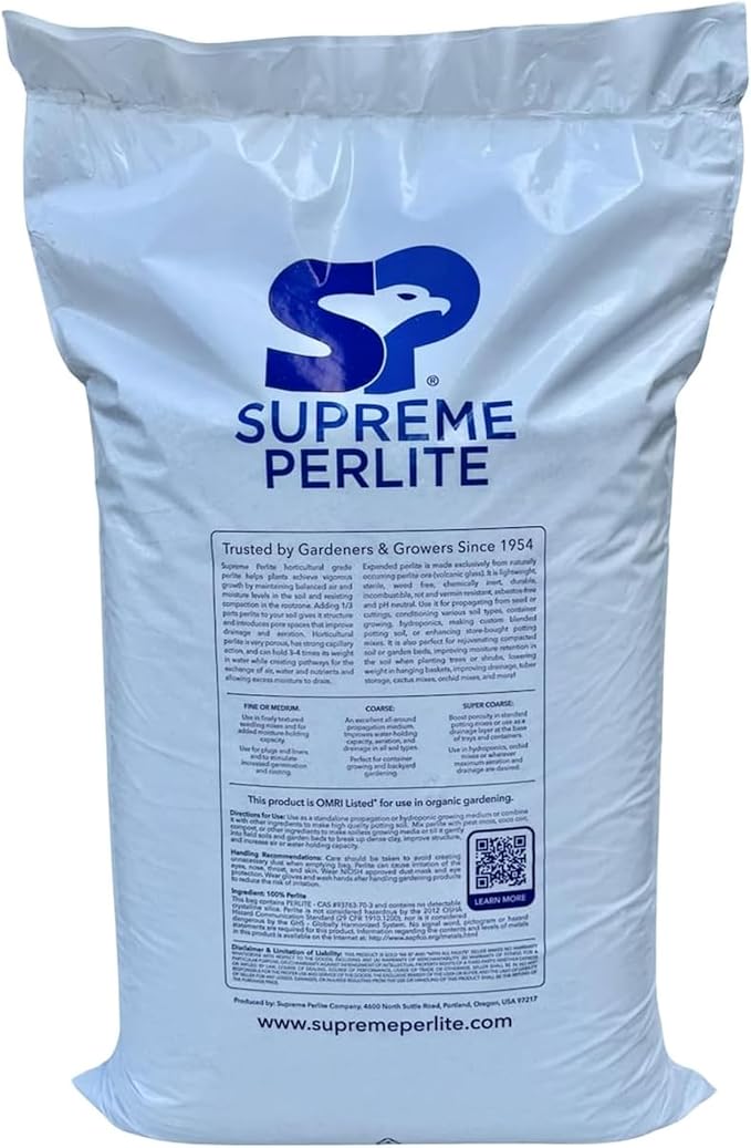 Supreme Perlite 4 Pack Medium Horticultural Perlite for Potting Soil Seed Starting Propagation Organic Gardening &amp Soil Aeration 4 Cu Ft Bag