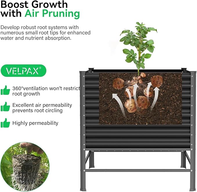 Galvanized Raised Garden Bed with Legs48×48×37in Large Metal Elevated Raised Planter Box Raised Garden Bed1200lb Capacity with Drainage Holes for Vegetables Lawn Green Flowers Fruits Terrace