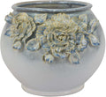 Accent Planter Floral Applique Design 12 Inch White Ceramic