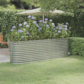 Garden Raised Bed Silver Powder-Coated Steel Large Durable Flower Pots Drainage Holes Planters Versatile Use Pots Home Decor Planters for Indoor Garden Outdoor Terrace