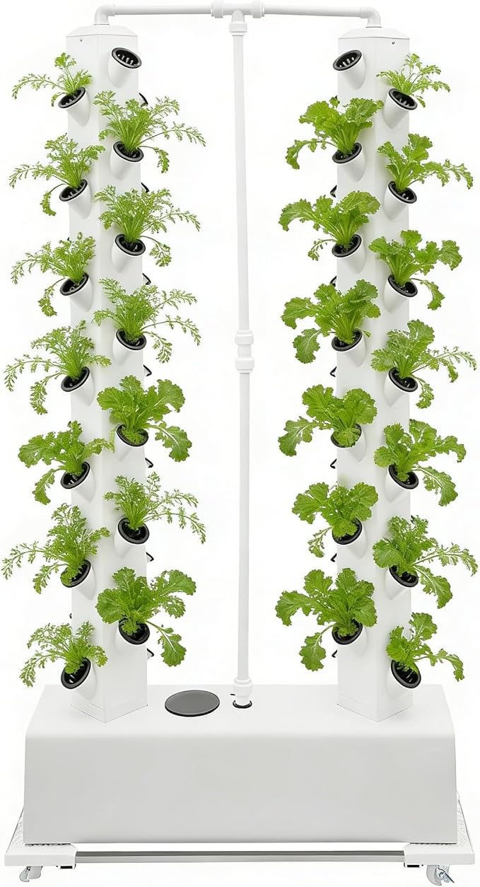 Hydroponics Growing System 56 Pods Large Vertical Hydroponic Growing Tower with Water Pump &amp Loop Timer Indoor Gardening System for Herb Vegetable Fruit