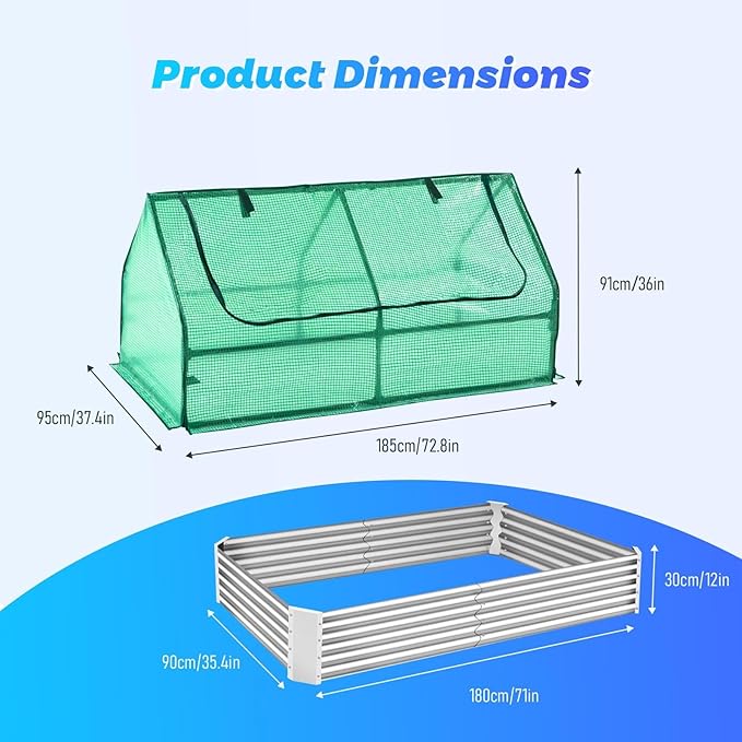 Multi - Weather Use Green Houses for Outside 3-in-1 Multifunctional Raised Garden Bed with Greenhouse L72.8 × W37.4 × H35.8 Small Greenhouse Outdoor for Balconies and Terraces