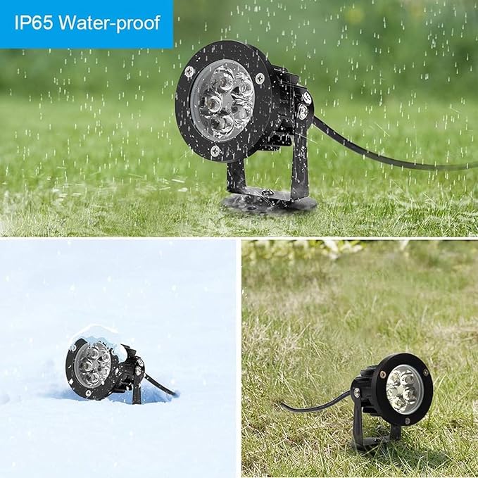 LED Beam Spotlight - Rotating Ground Projection Beam 5W Landscape Lighting Source Outdoor Lighting with Base IP65 Waterproof and Adjustable Suitable for GarWarm White 5W