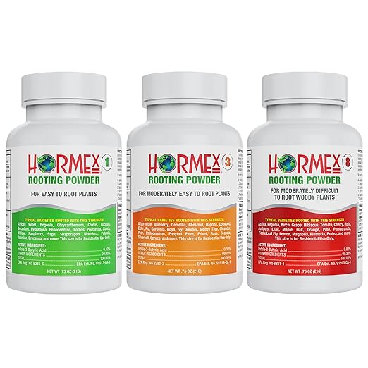 Hormex Rooting Powder #1 3 8 (0.10-0.8 IBA) - Rooting Hormone for Delicate &amp Common Houseplants Semi-Hardwood Medicinal Plants &amp Tree Cuttings - Root Stimulator for Plant Cloning &amp Pr