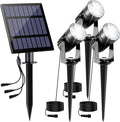 Solar Spot Lights Outdoor 3-in-1 Garden Spotlights IP65 Waterproof 9.8ft Cable 5W 4000mAh Separated Solar Panel Auto On/Off for Tree Patio Yard Driveway Pathway Pool(Cold White 6000K)