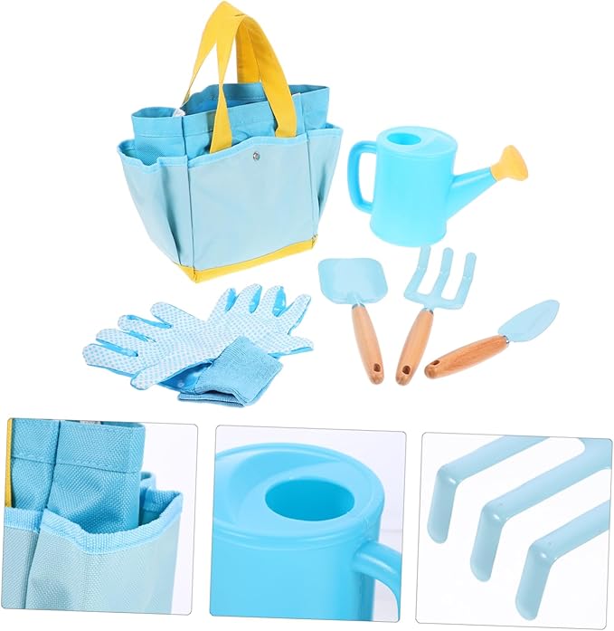 VICASKY 1set Boy Girl Gardening Tools Set Garden Tool Kit Shovel Rake Watering Can and Storage Bag for Boy Girl Lightweight and Portable Gardening Toys for