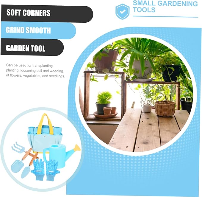 1set Boy Girl Gardening Tool Set Boy Girl Planting Tools Rake Shovel Watering Can and Storage Bag for Outdoor Fun and Learning Activities