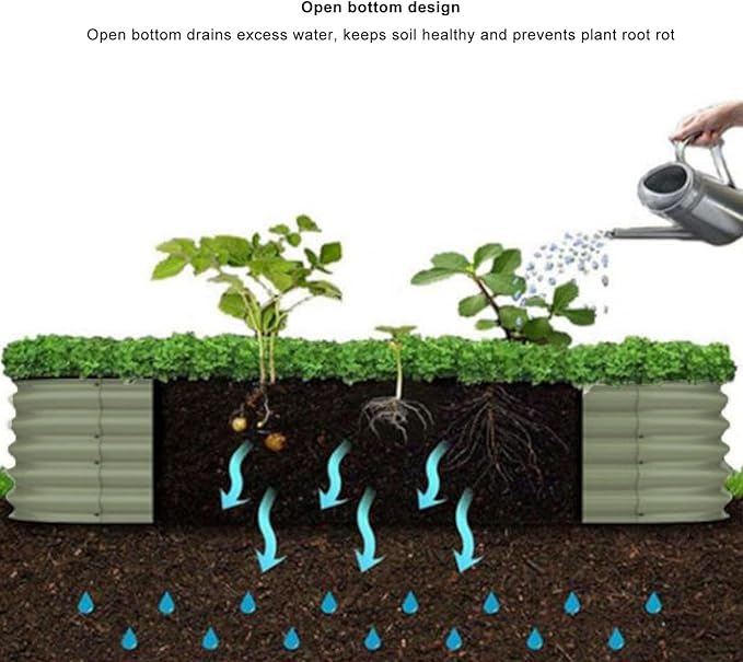 Yunseity Raised Bed Set Thick Planter Raised Bed Weather Easy to Install Outdoor Open Base (Light Green)