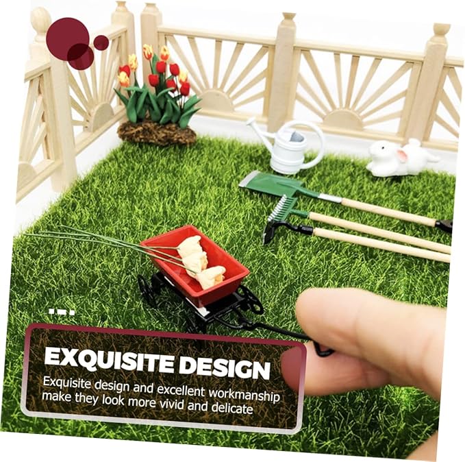4 Sets Mini Gardening Tool Model Charming Mini House Garden Decor Accessory for Fairy Garden Kit for Dollhouse and Micro Landscape DIY Fun