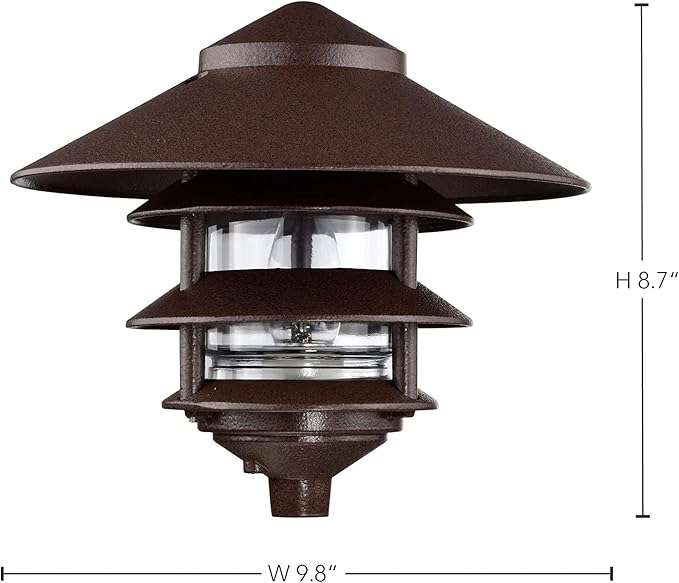 Nuvo SF76/637 One 2 Louver Hood Outdoor Pagoda Landscape Pathway Light 3 Tier-Large Old Bronze
