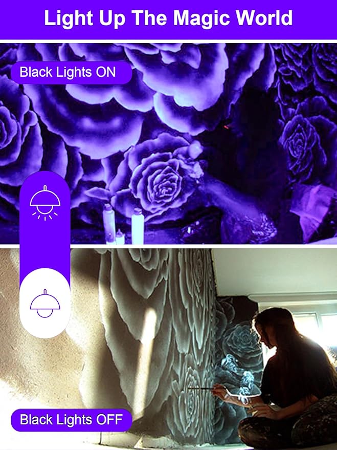 ZUCKEO Halloween Black Light Spotlight Outdoor LED Blacklight 15W Waterproof Spot Lights Landscape Lighting with US Plug for Glow Party Body Paint Fluorescent Poster Bar Yard Garden Decor(1Pack)