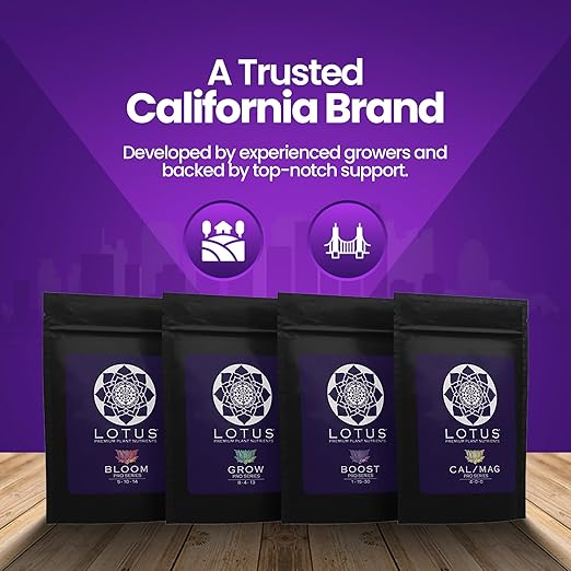 Lotus Nutrients Intro Pack - 4-Part Sample Kit with Grow Bloom Boost &amp Cal/Mag - Powdered Plant Nutrients for Hydroponics Coco Coir &amp Soil - Trial Size for Indoor &amp Outdoor Growers