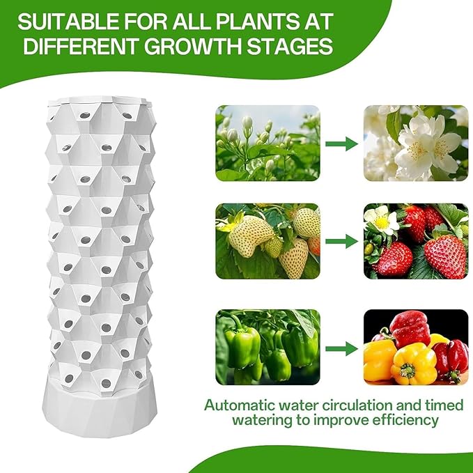 Hydroponic Vertical Garden Tower Aeroponic Tower Garden System Hydroponic Tower Soilless Cultivation Farm Vegetable Equipment for Fruits and Vegetables Planting(Yellow110cm/43in)