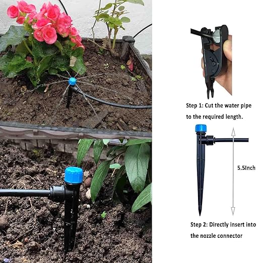 Drip Irrigation System with Water Timer for GardenMain ID 1/2inch 16.5Ft and 1/4inch 96Ft Water Hose Watering System Sufficient Water Pressure Irrigation Dripper Waterflow Evenly Easy DIY