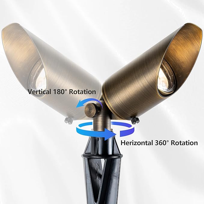 LumStory Brass Landscape Spotlight Low Voltage Landscape Lights 12V AC/DC Bronze Waterproof Shroud Adjustable Outdoor Landscape Lighting for Tree Wall Garden with MR16 LED Bulb 5W 3000K Warm White