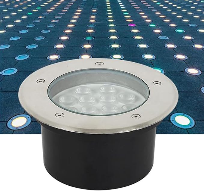 LED Landscape Lights Round Underground Light IP66 Waterproof Outdoor Embedded Ground Light for Garden Driveway Deck Patio Yard Step Spotlight AC85-110V