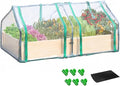 4x2ft Raised Garden Bed with Greenhouse CoverWooden Planter Box with Clear PVC Cover &amp Dual Roll-Up WindowsOutdoor Elevated Garden Box for Vegetables/Herbs/FlowersPatioBalconyBackyard