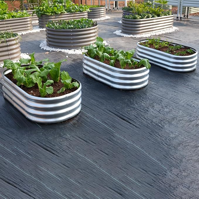 3 Pack 4x2x1ft Galvanized Raised Garden Bed Kit Oval Metal Ground Planter Box Outdoor Bottomless Planter Raised Beds for Vegetables Flowers Herbs Fruits Silver