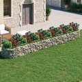 Gabion Raised Bed Silver Galvanized Iron Large 236.2x39.4x19.7in for Outdoor Plants Durable Metal Planter Box for Gardening