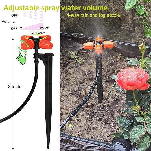 160Ft Drip Irrigation System with Water Timer for Garden Main Water Hose ID 1/2inch 30Ft 1/4in 130Ft Sufficient Water Pressure Irrigation Dripper Waterflow Evenly Easy DIY Garden Watering System