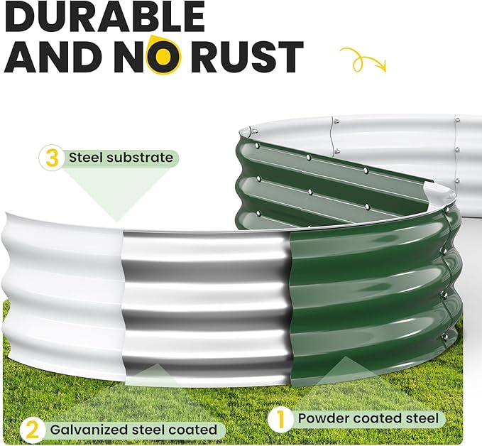 Galvanized Raised Garden Bed 6x3x1 FT Oval Metal Raised Garden Bed Outdoor Planter Box with Open Bottom Rust-Resistant Steel Garden Bed for Vegetables Herbs Flowers Easy Assembly