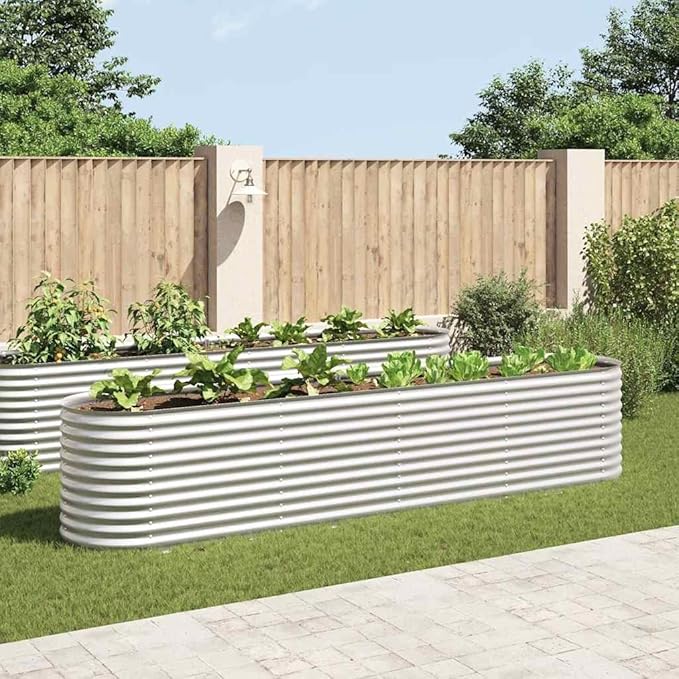 Large Galvanized Steel Raised Garden Bed 157.5 x 55.1 x 31.9 in Outdoor Planter Box Rectangular Silver for Balcony Patio Terrace