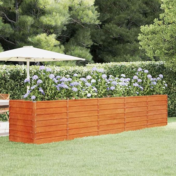 Garden Raised Bed Rusty Corten Steel Cactus potsGeometric planters Decorative pots Geometric Design pots for Indoor Balcony 157.5 x 31.5 x 30.3 in