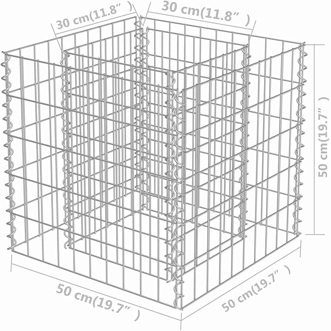 Galvanized Steel Gabion Raised Bed Durable Weather-Resistant High Load Capacity Reinforced Stability 19.7x19.7x19.7 in for Garden Balcony Patio Decor
