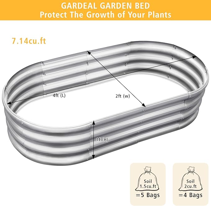 Garden 2Pcs 4x2x1ft Galvanized Raised Garden Bed Kit - Metal Planter Boxes for Vegetables/Herbs/Flowers Heavy-Duty Steel Outdoor Garden Box with Reinforced Edges