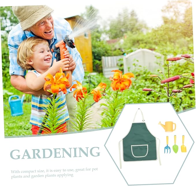 BESPORTBLE Mini Garden Tool Set for Boys and Girls Kit Rake Shovel Watering Can Apron Safe Design for Boys and Girls Gardening