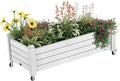 Raised Garden Bed with Wheels Drainage Holes Deformation-Resistant Easy to Assemble Waterproof Planter Boxes Outdoor Backyard Balcony