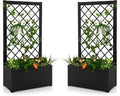 Giantex Set of 2 Raised Garden Bed with Trellis 44 Metal Vertical Planter with Garden Trellis Diamond Lattice for Vine Plant Flower Climbing Indoor &amp Outdoor Use for Yard Garden Balcony