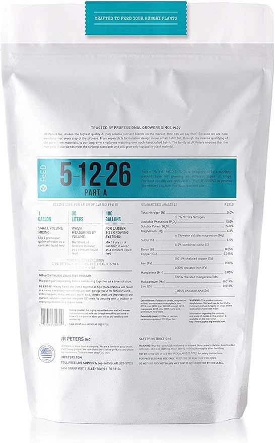 Jack's Classic Nutrients Calcium Nitrate Fertilizer 15-0-0 (Part A and B Dual Pack 4.4 Pounds Total (Pack of 2))