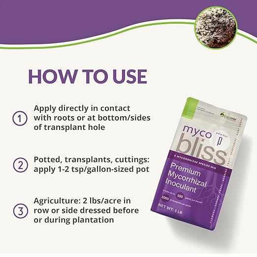 Myco Bliss Granular (2lbs) - Mycorrhizal Fungi for Plants - 5 Strain Mycorrhizal Inoculant with 1000 Propagules Per Gram - Highly Concentrated Mycorrhizae for Plants Potting Soil &amp Garden Soil