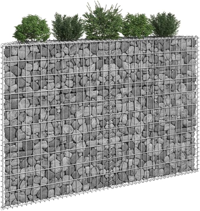 Galvanized Steel Trapezium Gabion Raised BedOutdoor Garden Galvanized Steel Wire Mesh Grid Stone Wall Flower Raised Bed for Vegetables Flowers Plants 59.1x7.9x39.4