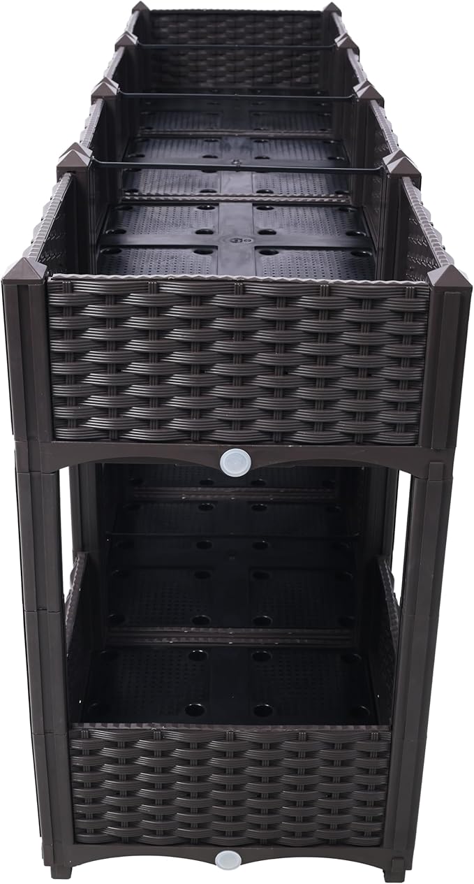 Planter Raised Beds - Elevated Planter Garden Box with Drainage Plug Raised Garden Beds for Vegetable/Flower/Herb Outdoor Standing Planter Beds Gardening Kit63x15.7x27.7 (Brown)